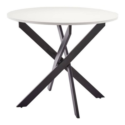 Mesa de Comedor Fija Redonda Blanca c/ Patas Negras Bolton (90x75cm)