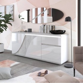 Aparador 3 Puertas + 1 Cajón Pietra Lacado con Brillo (Con Luz LED) Aparador 3 Puertas + 1 Cajón Pietra Lacado con Brillo (Con Luz LED)