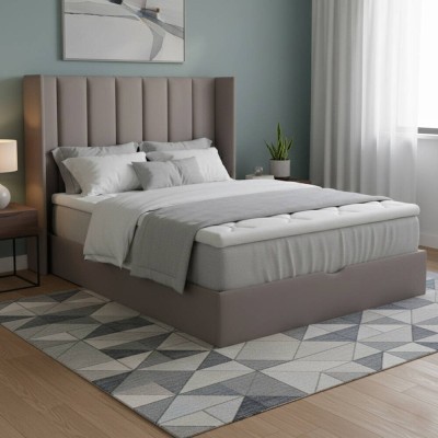 Cama de Casal Estofada Talita + Estrado, Sistema Elevatório e Fundos + Colchão Opc.
