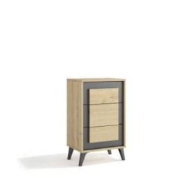 Mesita de Noche Atenea con 3 Cajones y Patas Mesita de Noche Atenea con 3 Cajones y Patas