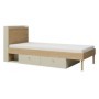 Cama Yuki + Colchón Doctor Back Ortopédico 200x90cm (Beige Gris/Oak Aceitado)