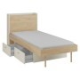 Cama Yuki + Colchón Doctor Back Ortopédico 200x90cm (Beige Gris/Oak Aceitado)