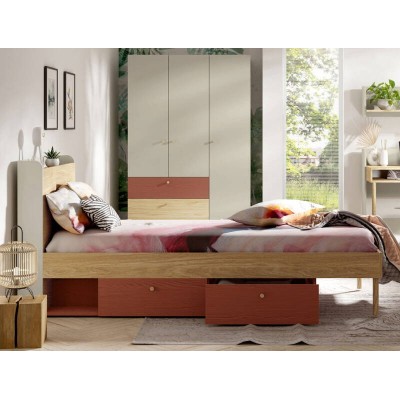 Cama Yuki + Colchón Doctor Back Ortopédico 200x90cm (Coral)