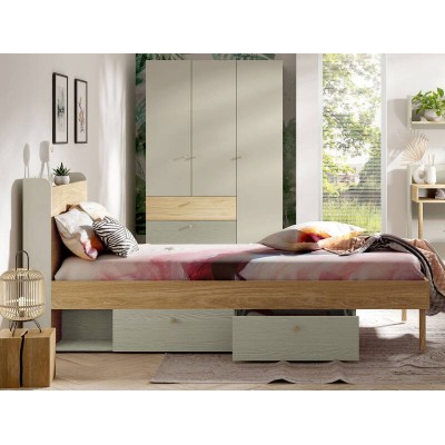 Cama Yuki + Colchón Doctor Back Ortopédico 200x90cm (Eucalipto)