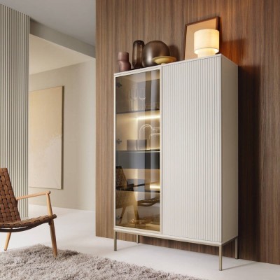 Vitrina 2 Puertas + 1 Cajón Sento (con Luz LED)