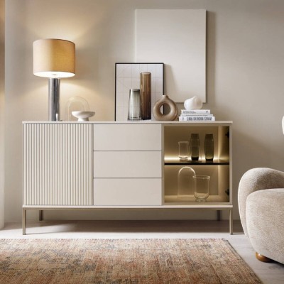 Aparador 2 Puertas + 3 Cajones (con Luz LED)