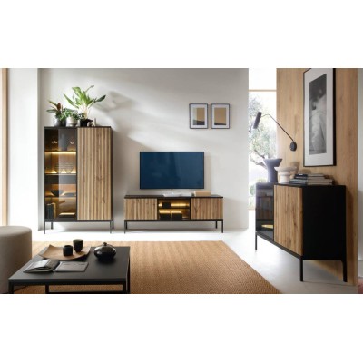 Salón Completo Sento (Roble Wotan/Negro)