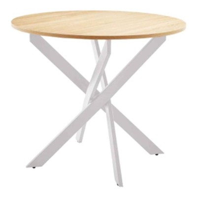 Mesa de Comedor Fija Redonda Roble Con Patas Blancas Bolton (90x75cm)