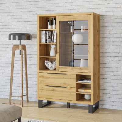 Vitrina 1 Puerta + 2 Cajones Halle