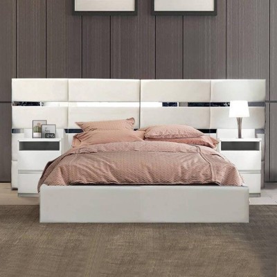 Cama Tapizada de Matrimonio Melissa c/Espejo + Colchón Opc.