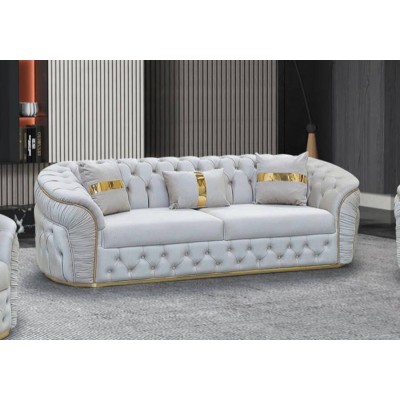 Sofá 3 Lugares (2 Assentos) Extreme Chester Set Capitoné Gold (225x90cm)