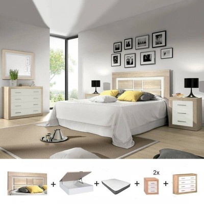 Pack Dormitorio Lara c/ Canapé (Cambria/Blanco) + Colchón Doctor Back Premium 17HR (190x150cm)