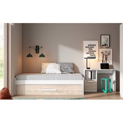 Pack Quarto Completo Estelle c/ Arrumação + Colchão Ortopédico (190x90cm)