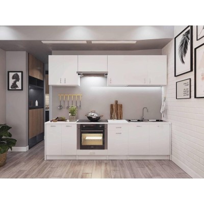 Pack Cocina Eco 244cm (Blanco Matte) c/ Encimera (Entrega GRÁTIS)