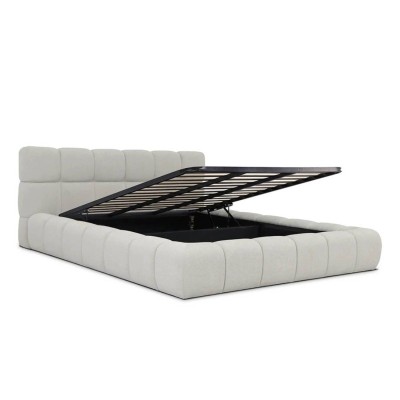 Cama de Casal Estofada Florbela + Estrado, Sistema Elevatório e Fundos + Colchão Opc.