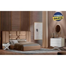 Quarto Completo Bianca c/ 2 Mesas de Cabeceira + Cómoda Shine e Colchão Luxury (200x160cm)