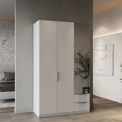 Armario 3 Puertas de abrir con Espejo + 2 Cajones Ghost