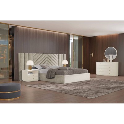 Pack cama tapizada de matrimonio Jenifer + Colchón Opc.