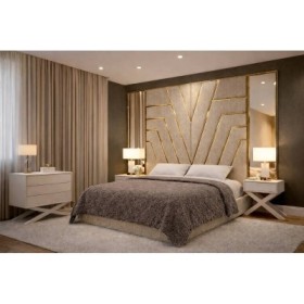 Cama Estofada Charlotte c/ Espelho + Colchão Opc.