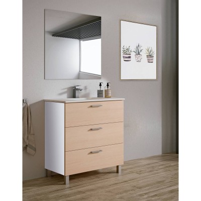 Móvel de Casa de Banho 3 Gavetas Export c/ Torneira, Lavatório e Espelho (81x41,5x17cm)