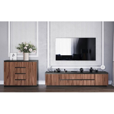 Salón Completo Frida (Oak Livorno/Black)