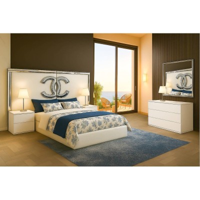 Cama de Casal Clock & Clock (Cabeceira Longa) + Colchão Opc.