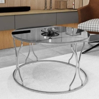 Mesa de Centro de Metal Ruya Dourada c/ Tampo de Vidro