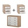 Pack 2 Mesitas de Noche Sara + Cómoda Sara (Cambria/Blanco)