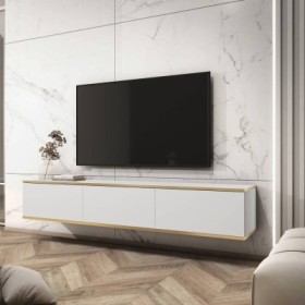 Mueble Tv Suspendida + 3 Puertas Oro