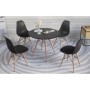 Conjunto Mesa de Comedor Dinamarca Redonda Negra + 4 Sillas Dinamarca Negras