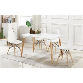 Conjunto Mesa Dinamarca Rectangular Blanca + 4 Sillas Dinamarca Blancas