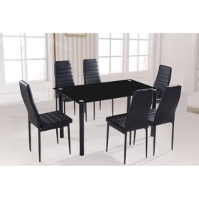Conjunto Mesa Emi + 6 Sillas Emi Negras