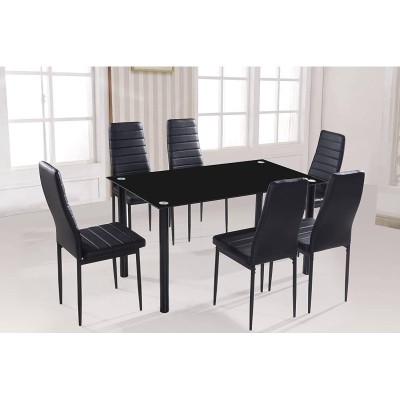 Conjunto Mesa Emi + 6 Sillas Emi Negras