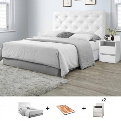 Pack Dormitorio Completo Orlando c/ 2 Mesitas de Noche Malwa M1 + Somier (190x140cm)