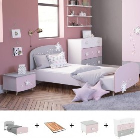 Pack Dormitorio Completo Etoiles con Cómoda + somier (190x90cm)