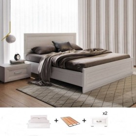 Pack Dormitorio Completo Marcus c/ 2 Mesitas de Noche + Somier (200x160cm)