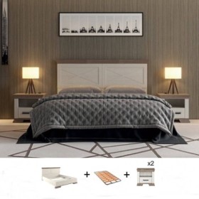 Pack Dormitorio Completo Marsel c/ 2 Mesitas de Noche + Somier (200x160cm)