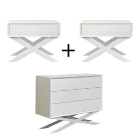 Pack 2 Mesitas de Noche Shine + Cómoda Shine (Blanco)
