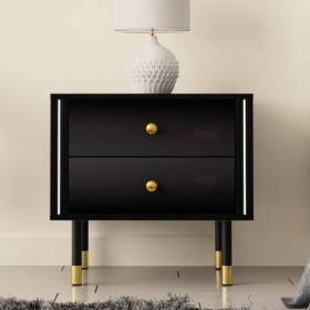 Pack 2 Mesitas de Noche Cristal (Negro)