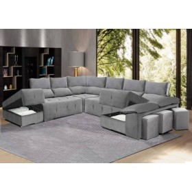 Sofá Rincón con Cama y Puff Poseidon Maxi Plus (320x350z150cm)