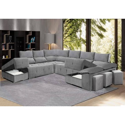 Sofá Rincón con Cama y Puff Poseidon Maxi Plus (320x350z150cm)