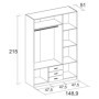 Armario 3 Puertas Abatibles + 3 Cajones Roma
