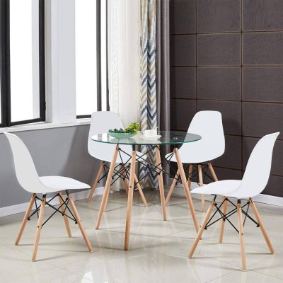 Pack Mesa de Jantar Redonda Márcia GC-84 + 4 Cadeiras Dinamarca (Branco)