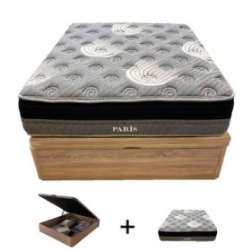 Sommier Guadiana 22mm con Tampo Forrado 3D + Colchón París Resortes Ensacados 28cm