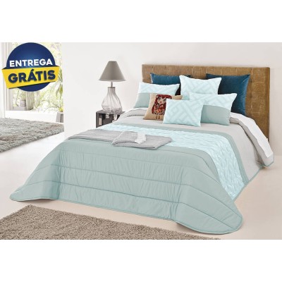 Conjunto de Colcha Elis 250x260cm - Aqua (c/ Entrega Gratis)