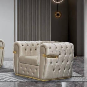Sillón Chicago Capitoné y Oro