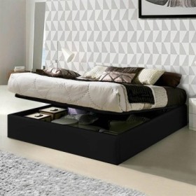 Canapé tapizado Miami con Sommier  de laminas + sistema de elevación (fondo de madera) + colchón opc.