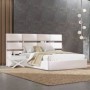 Cama de Casal Estofada Márcia (Cabeceira Longa) + Colchão Opc.