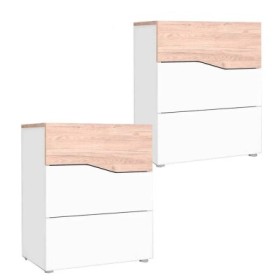 Pack 2 Mesitas De Noche 3 Cajones Cannes Blanco Mate/ Sahara