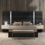 Cama de Casal Estofada Rute c/ Detalhes em Espelho + Colchón Opc.